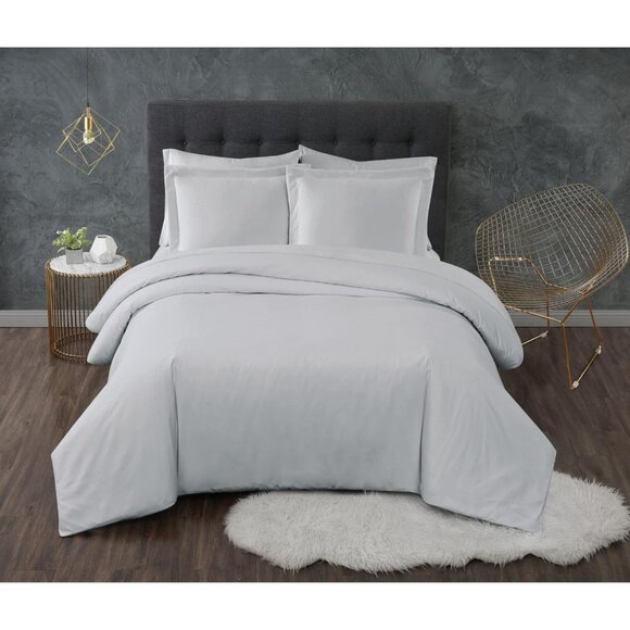 Truly Calm Polyester Lightweight 3-Piece Duvet Set 80263656 Gray Full / Queen - Picture 4 of 8